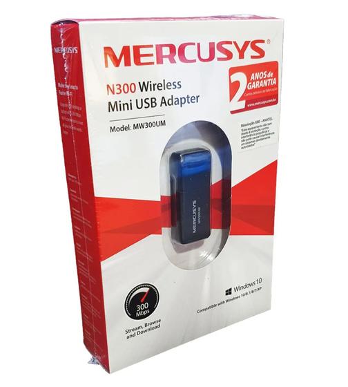 Imagem de Mini Adaptador Mw300um Mercusys Usb Wireless 300Mbps