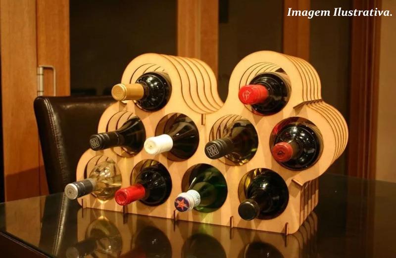 Imagem de Mini Adega suporte para vinhos com capacidade para 10 garrafas. Em MDF 3mm