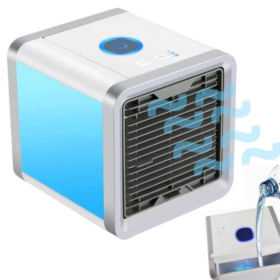 Imagem de Mini Ar Condicionado Portatil Mesa Cool Cooler Climatizador Umidificador Usb Iluminaçao 3 Modos Gelado Casa Trabalho Sala Quarto Home Office Estudos