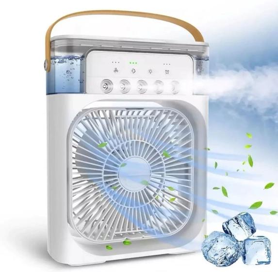 Imagem de Mini Ar Condicionado Ventilador com Umidificador Água Gelo Portátil Timer Climatizador com USB