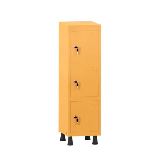 Imagem de Mini Armário Guarda Volume Locker Roupeiro 1 Vão 3 Portas MGRF501/3 Laranja Picasso - Pandin