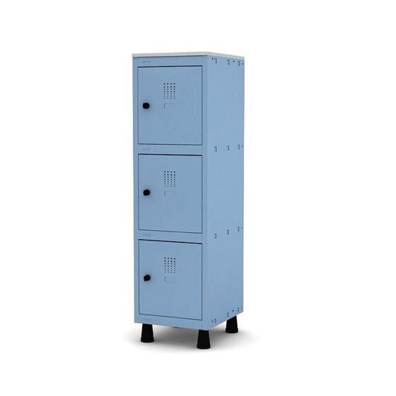 Imagem de Mini Armário Guarda Volume Locker Roupeiro 1 Vão 3 Portas MGRP501/3 Azul Dali - Pandin