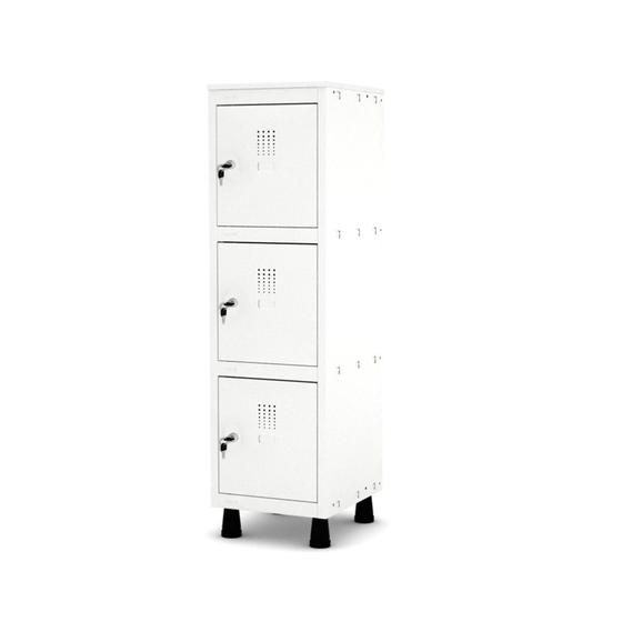 Imagem de Mini Armário Guarda Volume Locker Roupeiro 1 Vão 3 Portas MGRP501/3 Branco - Pandin