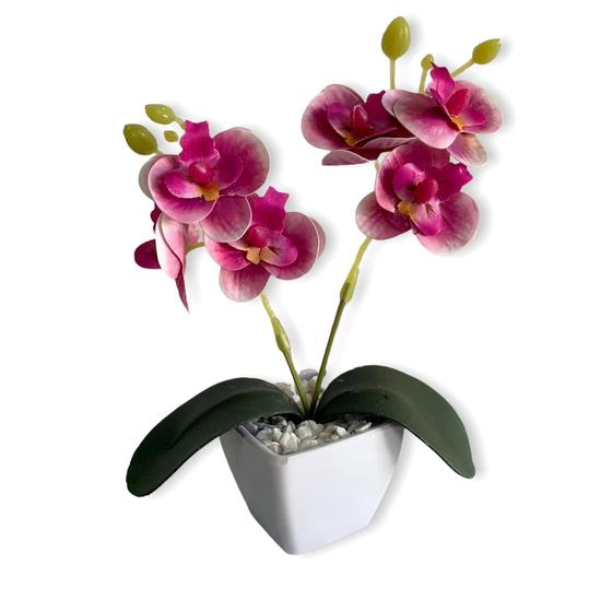 Mini Arranjo De Orquídea Siliconada Toque Real No Vasinho Quadrado - Flor  Artificial Colorida - BM Utilidades - Flores de Natal - Magazine Luiza