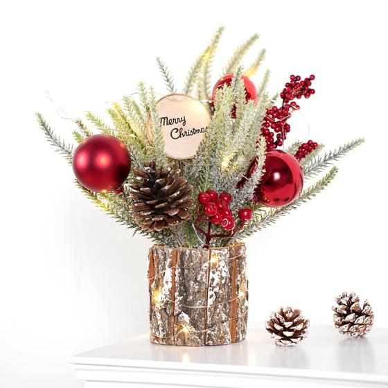 Imagem de Mini Árvore de Natal N&T NIETING (30cm) com Enfeites Vermelhos
