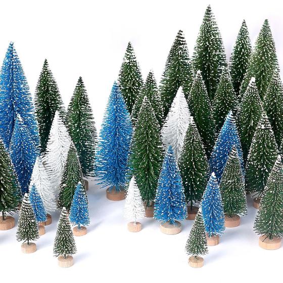 Imagem de Mini Árvores de Natal Artificiais Hatisan (30 Unidades) com Base de Madeira