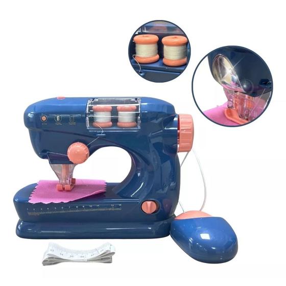 Imagem de Mini Atelie Maquina de Costura de Verdade Brinquedo Infantil Importway BW035 Azul