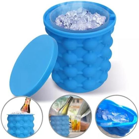 Imagem de Mini Balde Forma De Gelo Em Silicone Ice Magic Cube Compacto  Faz até 40 Cubos de gelo