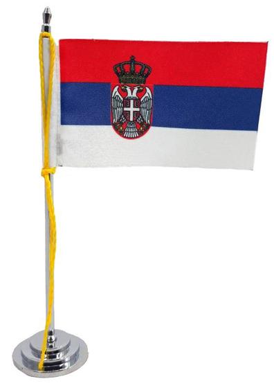 Imagem de Mini Bandeira de Mesa da Sérvia 15 cm Poliéster
