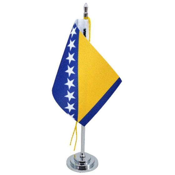 Imagem de Mini Bandeira de Mesa do Bósnia Poliéster 15 cm (Mastro)