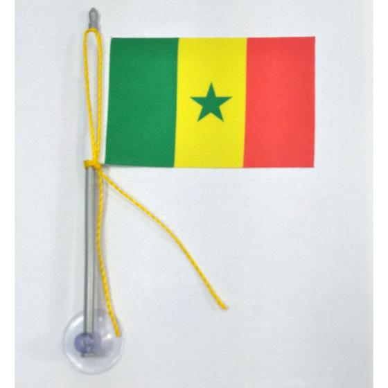 Imagem de Mini Bandeira Senegal C/ Ventosa Poliéster (5,5cm X 8,5cm)