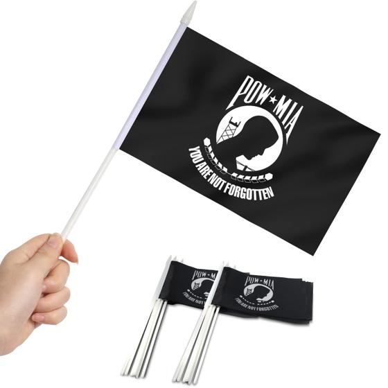 Imagem de Mini Bandeiras Anley Pow Mia - Pacote com 12 (5x8 Polegadas) com Poste Sólido
