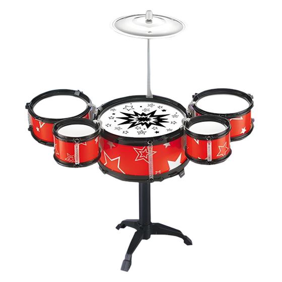 Mini Bateria Infantil Instrumento Musical Brinquedo com Prato Tambor e Baqueta - Brinq Kids