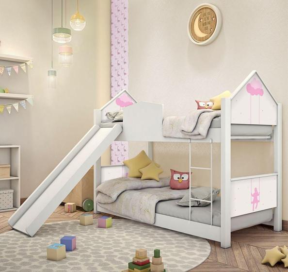 Imagem de Mini Beliche Casa Montessoriana Balanço Rosa com Escorregador