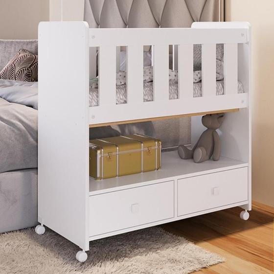Imagem de Mini Berço 2 Gavetas Com Colchão Moisés - Branco