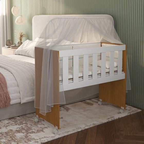 Imagem de Mini berço 5 em 1 com colchão Chiqueirinho Cor Branco / nature - Comprar Móveis em Casa