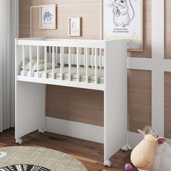 Imagem de Mini Berço Infantil Bedside Sleepers Soneca Alto Branco - Art In Móveis