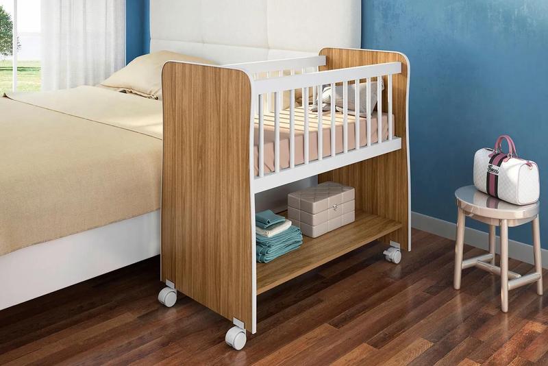 Imagem de Mini Berço Moises Bedside com colchão Nature / Branco - Peternella