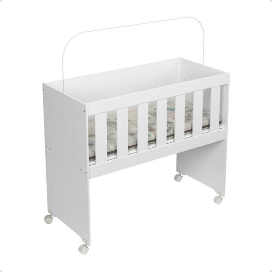Imagem de Mini Berço Moisés Multifuncional Rubi Branco com Colchão e Suporte de Mosqueteiro