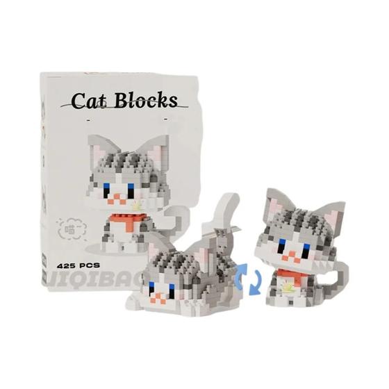 Imagem de Mini Blocos de Construção Gato Bonito - Modelo Micro para Crianças