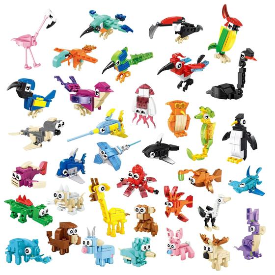 Imagem de Mini Blocos de Montar Aubrogo - Animais - Pacote com 36 Peças