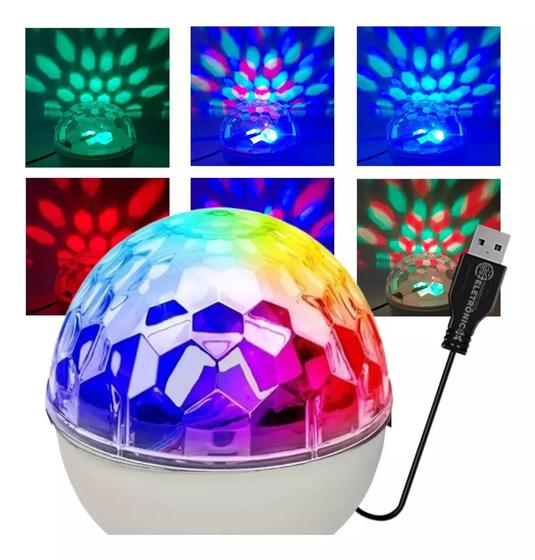 Imagem de Mini Bola Globo Super Iluminação LED RGB Jogo De Luz Colorido Festas, Discoteca e DJ USB LEY2147