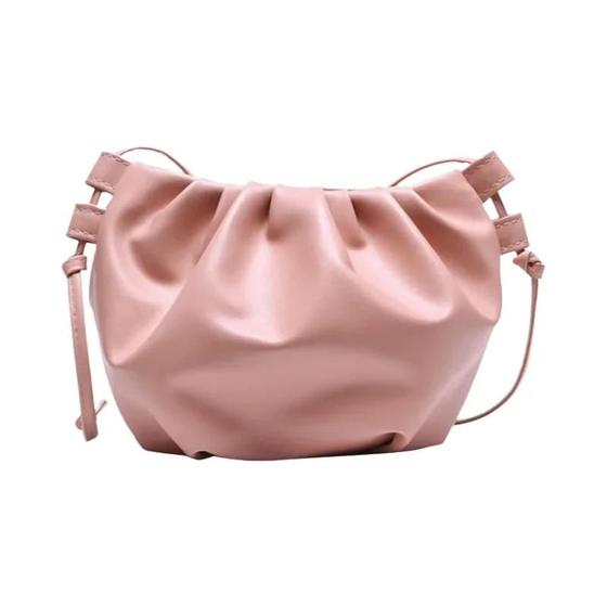 Imagem de Mini Bolsa De Ombro Crossbody Plissada De Cor Sólida Feminina Moda Feminina Bolsa De Nuvem Com Zíper