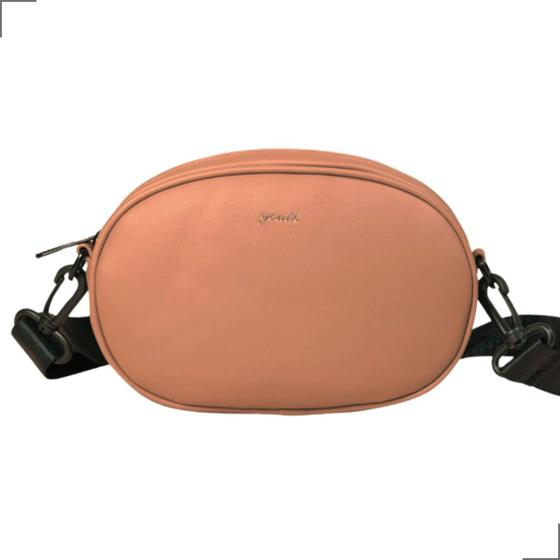 Imagem de Mini Bolsa Feminina Oval Shoulder Bag Pochete Viagem Passeio Sintético 2 Bolsos Alça Transversal