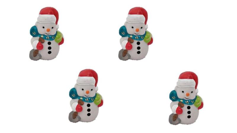 Imagem de Mini Boneco De Neve 4 Peças Enfeite Decoração Natal Cerâmica