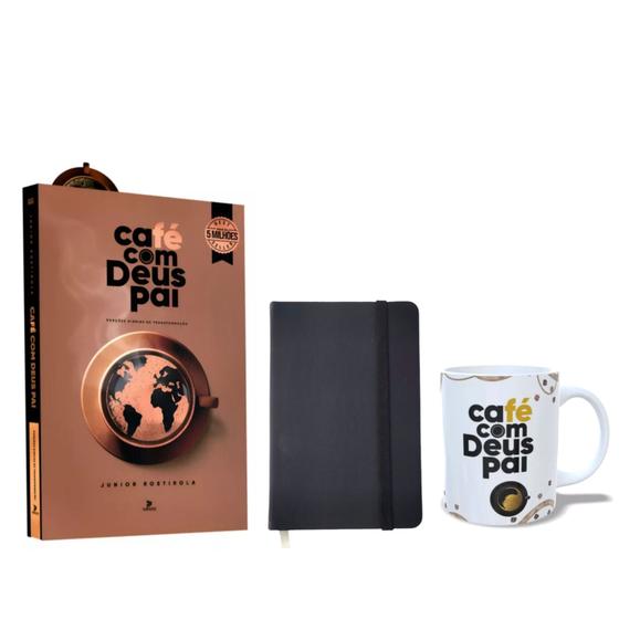 Imagem de Mini Box Café com Deus Pai 2025 com Caneca personalizada café com Deus Pai e caderninho de bolso para anotar reflexões