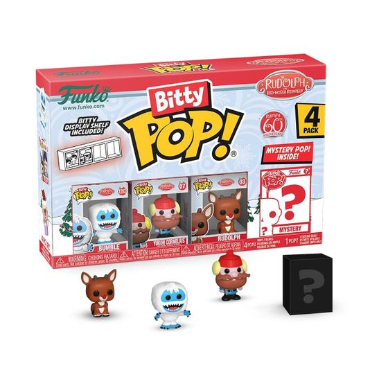 Imagem de Mini brinquedos colecionáveis, pacote com 4, Funko Bitty Pop! Rudolph