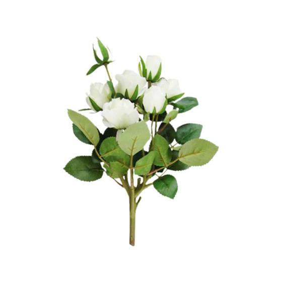 Imagem de MINI BUQUÊ DE FLORES ARTIFICIAL DECORATIVO ROSAS BRANCAS (29cm)