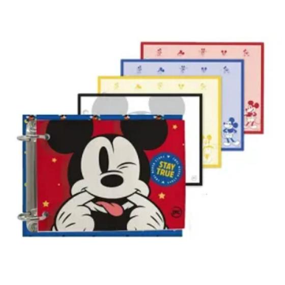 Imagem de Mini Caderno Argolado Mickey com 80 folhas 2 Argolas folhas coloridas 4 cores + Refil 80 folhas