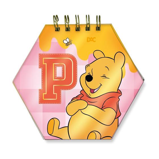 Imagem de Mini Caderno Fichario Smart Hexagonal  Disney Ursinho Pooh com 80 folhas Reposicionáveis