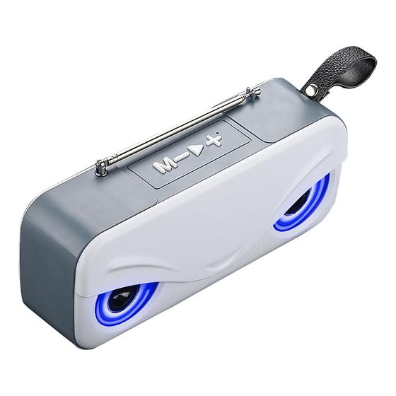 Imagem de Mini Caixa de Som Bluetooth Criativa com Antena de Rádio - LED Colorido - Entrada USB