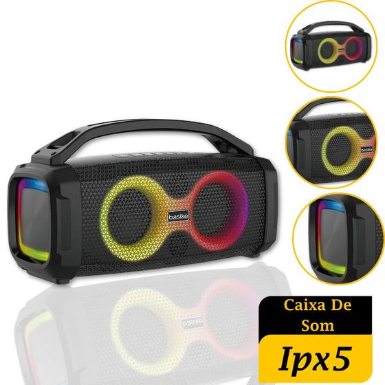 Imagem de Mini Caixa de Som Bluetooth Portatil Basike 20w Ipx5 Com Rgb