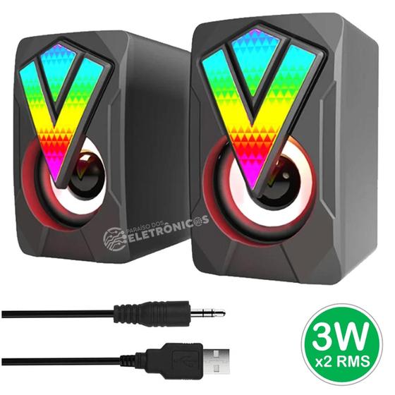 Imagem de Mini Caixa De Som Multimídia Ideal Para Pc Notebook Mp3 E Mp4 P2 + Usb 6w LEY1861