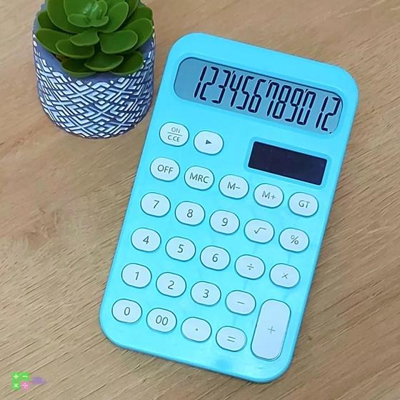 Imagem de Mini calculadora portátil de bolso colorida escolar escritório mesa Infantil/Adulto 12 dígitos