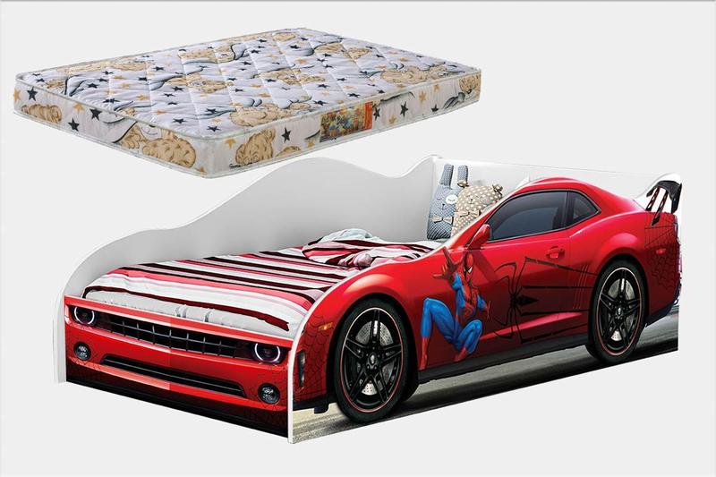 Imagem de Mini Cama Carro Adesivada C/ Colchão Incluso - LV MÓVEIS