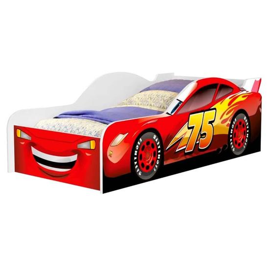 Imagem de mini cama carro vermelho veloz cama infantil mdf proteção lateral