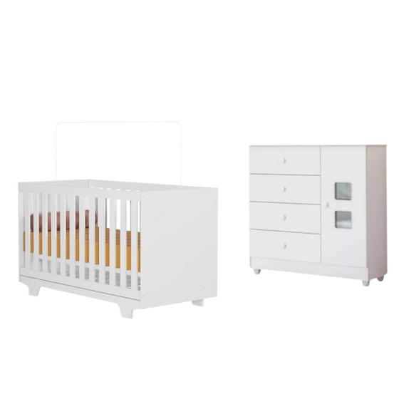 Imagem de Mini Cama e Berço + Cômoda Quarto Bebê Menina Menino 100%MDF