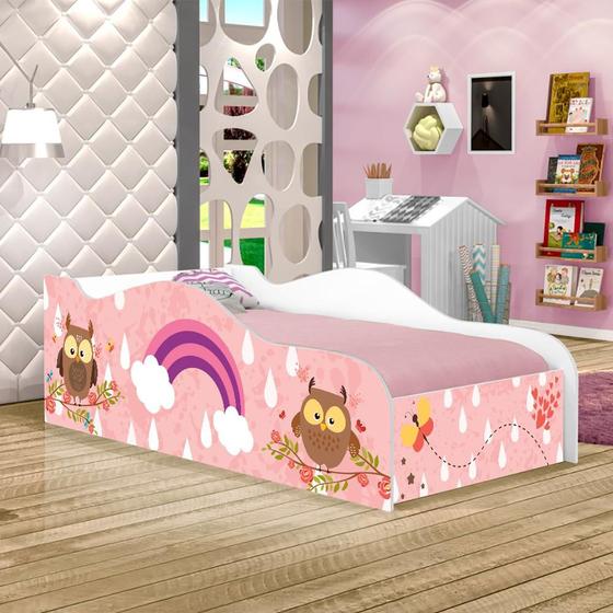 Imagem de Mini Cama Fun Corujinhas e Borboletas Infantil Com Colchão