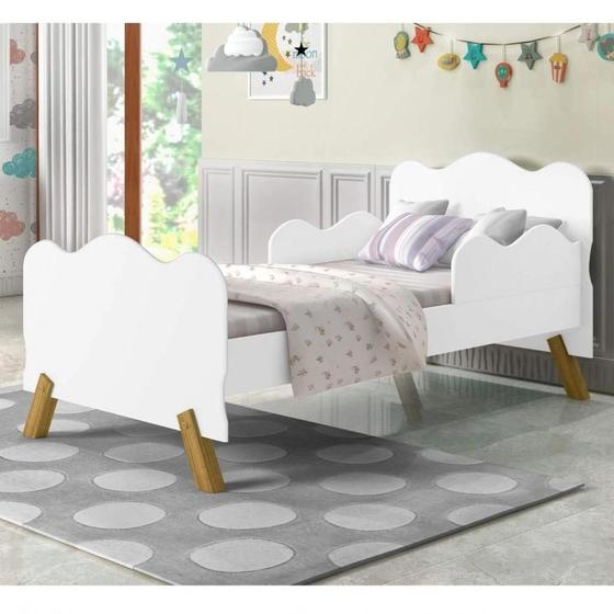 Imagem de Mini Cama Infantil Angel com Proteção Lateral Cambel Móveis Branco
