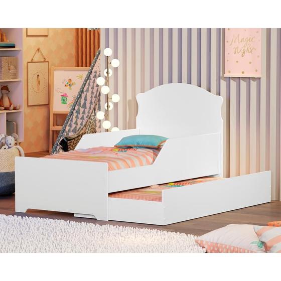 Imagem de Mini Cama Infantil com Auxiliar Branco Deluxe