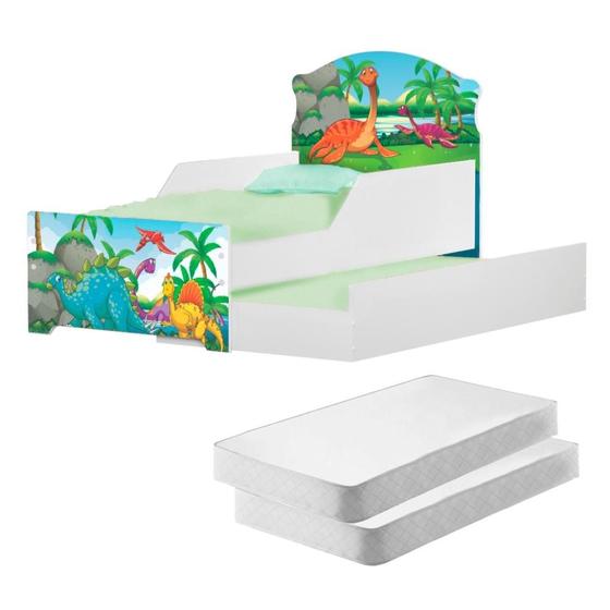 Imagem de Mini Cama Infantil com Auxiliar Pop Dinos Amigos Com Colchões