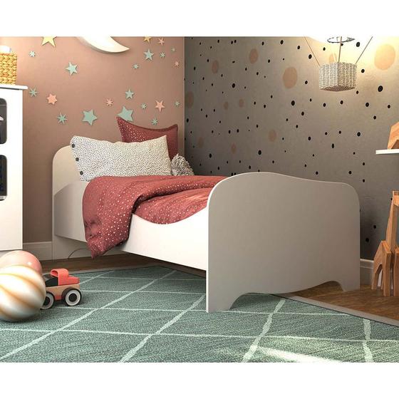 Imagem de Mini Cama Infantil com Proteção Lateral 100% MDF Uli Móveis Peroba Branco Brilho