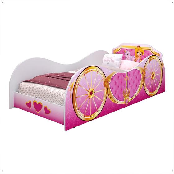 Imagem de Mini Cama Infantil Menina com Colchão 148x68cm Montessoriana MDF Proteção Lateral Decoração Quarto Feminino Princesa Unicórnio - RPM