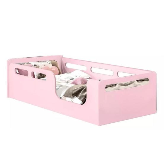 Imagem de Mini Cama Juvenil Encanto Montessori Com Proteção Lateral Rosa
