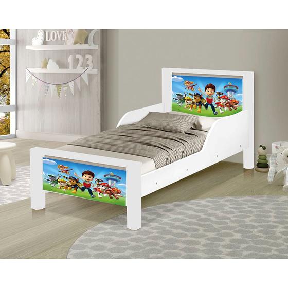 Imagem de Mini Cama Montessoriana Infantil Patrulha Canina Adesivada com Colchão