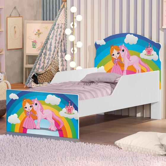 Imagem de Mini Cama Princesa Unicórnio Arco Íris Com Colchão